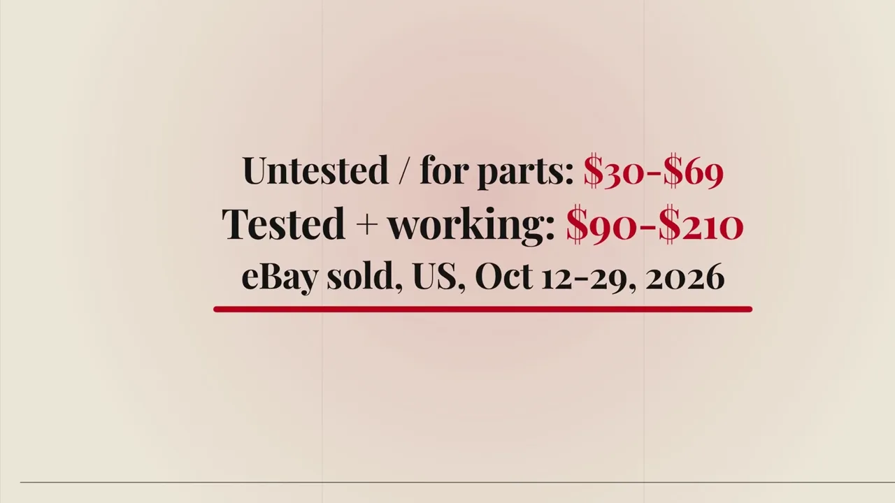 Card comparing untested or for-parts Toshiba combos at $30-$69 with tested working ones at $90-$210